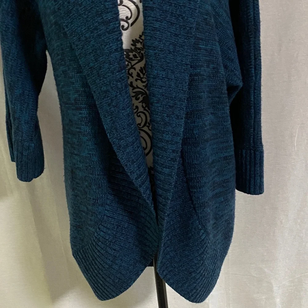 ANTONIO MELANI  Emerald Green and Black Shawl Collar Open front Wool Cardigan